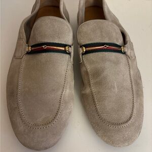 Gucci men 10Men's Beige Suede Loafers with Horsebit Accent